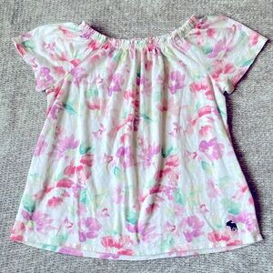 Abercrombie Kids girls floral top, tee shirt, soft, pastel, 11/12